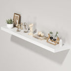 Floating Shelves for Wall, 55"W x 9.3"D x 1.5"H, Long Wooden Wall Mounted Display Shelves with Invisible Brackets for Living Room, Bedroom, Bathroom, Kitchen Decor and Storage, Set of 1, White