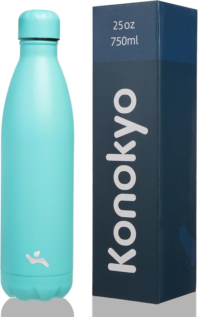 Insulated Water Bottles,25 oz Double Wall Stainless Steel Vacumm Metal Flask for Sports Travel,Turquoise