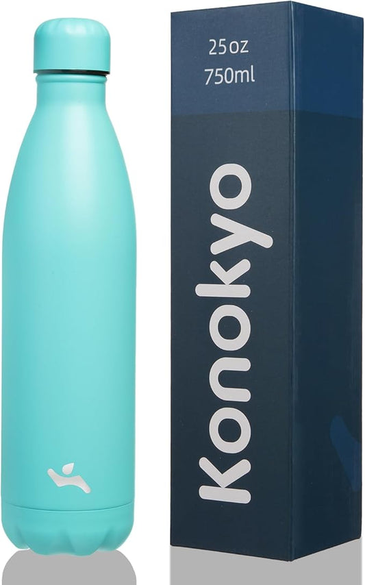 Insulated Water Bottles,25 oz Double Wall Stainless Steel Vacumm Metal Flask for Sports Travel,Turquoise