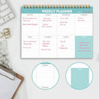 Weekly Planner Notepad - 7" x 10" Weekly Pad Organizers Habit Tracker Journal for Man & Women, 52 Sheets, 100gsm Paper, Undated Weekly To Do List Notepad with Your Life, Teal