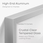 Homeforia Silver 14x17 Picture Frame, High End Metal 14 x 17 Frame with Mat 11 by 14 in Photo, 14x17 Silver Poster Frame Matted to 11x14 Print, 17x14 Hanging Frames, Tempered Glass, Wall Kit, Set of 1