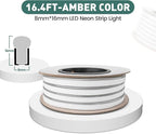 GZBtech Flexible LED Neon Rope Lights 16.4FT,AC 110-120V Waterproof Strip Light, 120LEDs/M Cuttable Connectable Neon Lighting for Indoor Outdoor Home Decor/Commercial Building Use-Amber 5M