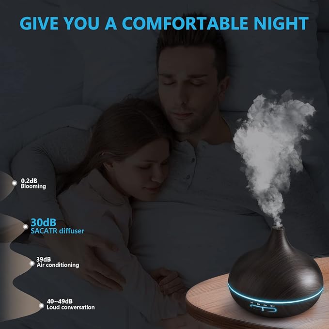 SACATR Aroma Diffiser with Essential Oils Set, 550 ML Essential Oil Diffuser with Remote, Ultrasonic Technology Aromatherapy Diffusers Auto Shut-Off for Office, Home