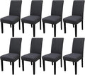 JQinHome Dining Room Chair Covers Set of 8, High Stretch Chair Slipcover Removable Washable Chair Seat Protector Cover for Home Party Hotel Wedding Ceremony (Grey)