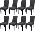 JQinHome Dining Room Chair Covers Set of 8, High Stretch Chair Slipcover Removable Washable Chair Seat Protector Cover for Home Party Hotel Wedding Ceremony (Grey)