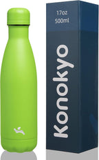 Insulated Water Bottles,17 oz Double Wall Stainless Steel Vacumm Metal Flask for Sports Travel,Green