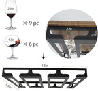 Wine Glass Rack - Under Cabinet Stemware Wine Glass Holder Glasses Storage Hanger Metal Hanging Organizer for Bar Kitchen 3 Rows Black