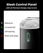 Silonn Nugget Ice Maker Countertop, Portable Pellet Ice Machine with Self-Cleaning Function, Sonic Ice Maker Produces 33lbs of Chewable Ice in 24 Hours, Ideal for Home Kitchen and Office, Black