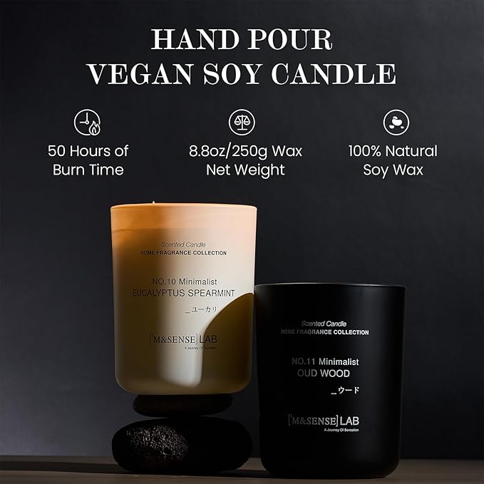 M&SENSE Natural Soy Candle| Bamboo Stream | 8.82 oz, 50H Burn | Minimalist Scented Candle for Relaxation, Gifting, Home Décor | for Bedroom, Office, Party Medium