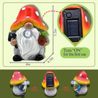 Solar Mushroom Gnomes Garden Statues Outdoor Decor with Night Glow,Cute Fairy Garden Statues for Yard,Pathway,Lawn Art Ornamen,Spring,Easter,Birthday Christmas Women Mom Gift Idea (Red)