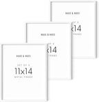 HAUS, HUES 11x14 Picture Frame Set of 3-White Frames, 11x14 White Frames, 14x11 White Frames, Picture Frame To Display 11x14 Frames White Picture Frames White Frames 11x14in(White Aluminum Frames)