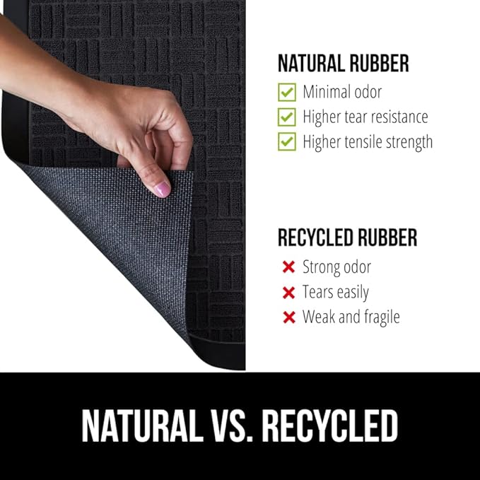 GORILLA GRIP 100% Waterproof All-Season WeatherMax Doormat US Designed Natural Rubber, Stain and Fade Resistant, Low Profile Indoor Outdoor Door Mats, Easy Clean Patio Mat, 17x29, Midnight Maze