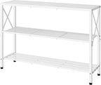 Hoctieon White Industrial Console Table, 3 Tier Entryway Tables, Hallway Desk, Narrow Sofa Tables with Shelves, Entrance Table for Entryway, Living Room, Foyer, Hallway, Office, White