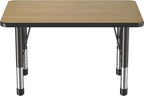 Factory Direct Partners FDP Rectangle (24 x 36 inch) Classroom Table with Adjustable Chunky Toddler Legs (15-24 in); Preschool, Kinder and Daycare Furniture - Pasadena Oak Top/Black Edge and Legs