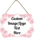 Personalized Wooden Welcome Sign Front Door Decor Home Sign Customized Image/Text Hanging Farmhouse Decorations for Home Office 11.2 * 8 Inch