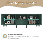 ARTPOWER 67'' Mid-Century Modern TV Stand with Storage Drawer and Doors, Long TV Stand with Adjustable Shelves for 75 Inch TV for Living Room, Bedroom, Green