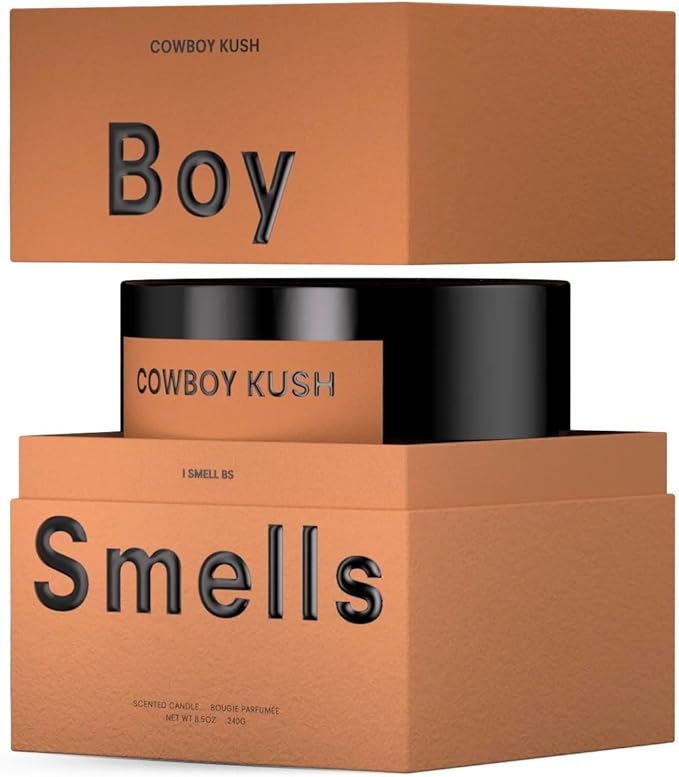 Boy Smells - Cowboy Kush Scented Candles for Men and Women - 8.5 oz - Soy, Coconut Wax Candle Blend - Aromatic Candles for Home with Suede, Saffron and Patchouli - 50-Hour Burn - Cotton Wick