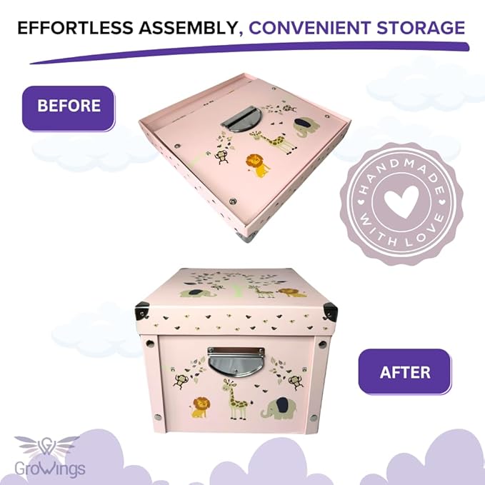GroWings Baby Keepsake Box - Large Memory Storage for Newborns, Suitable for Boys and Girls, Strong, Durable, and Collapsible Gifts
