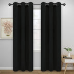 Easy-Going Blackout Curtains - Thermal Insulated Grommet Window Drapes 42x95 Black
