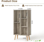5 Cube Small Bookshelf - 3 Tier Mid-Century Modern Rustic Grey