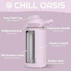 Chill Oasis Water Bottle | Compatible With Popular Flavor Cartridges | BPA Free, Leak Proof, Double-Walled Vacuum Insulated Stainless Steel, and Dishwasher Safe | Cold for 24 Hours (Lavender, 12oz)