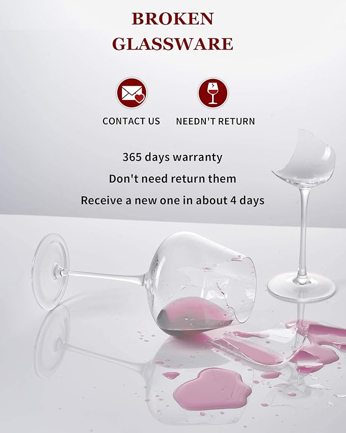 JBHO Hand Blown Italian Style Crystal Bordeaux Wine Glasses - Great Gift Packaging - Red Wine Glasses Lead-Free Premium Crystal Clear Glass - Set of 4-18 Ounce