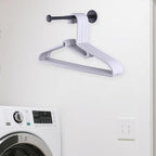 2 Pack Retractable Hanger Holder for Laundry Room, Wall Mount Organizer Rack for Lightweight Clothes, Space Saving Laundry Hook Rod, Keep Empty Hangers Handy, Black