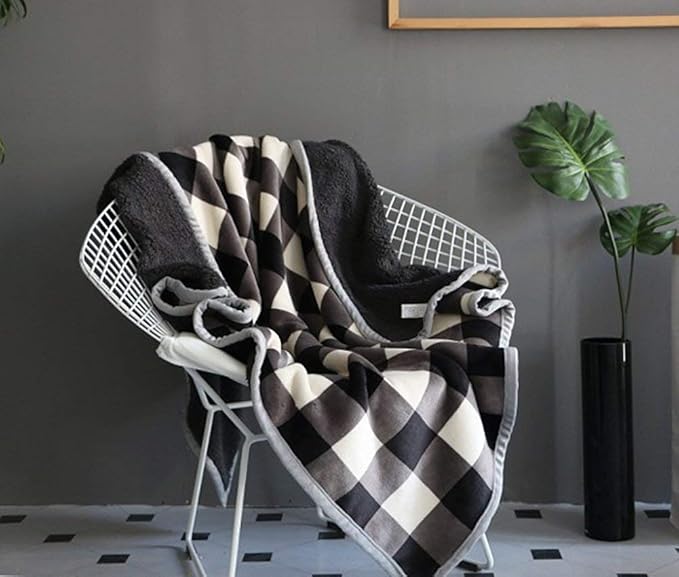 UKELER Buffalo Check/Plaid Throw Blanket 60''×50'' for Couch- Ultra Soft Plush Flannel Fleece Sherpa Throw Bed Throws for Kids and Adult