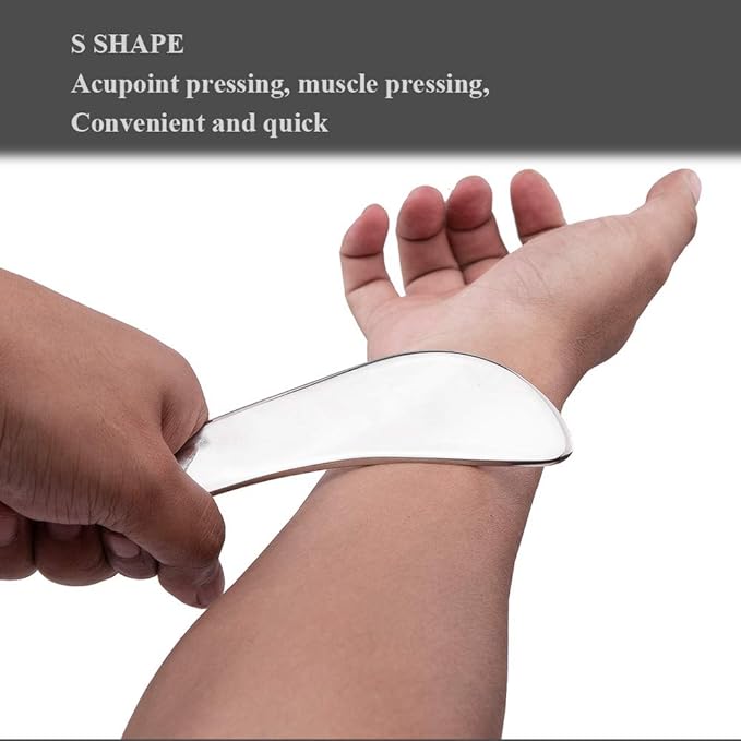 FeelFree Sport Stainless Steel Guasha Scraping Massage Tool-Muscle Scraper Tool for Soft Tissue, Physical Therapy for Back, Legs, Arms, Neck, Shoulder (A)