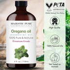 Majestic Pure Oregano Essential Oil with Glass Dropper - Huge 4 Fl Oz - 100% Pure and Natural Oregano Oil - Premium Grade Essential Oils for Diffuser, Aromatherapy, Soap and Candle Making
