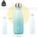 Insulated Water Bottles,12 oz Double Wall Stainless Steel Vacumm Metal Flask for Sports Travel,Mint