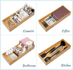 Bamboo Drawer Organizer - Kitchen Utensil Organizer Silverware Tray Cutlery Holder，Office Desk Supplies and Accessories (8.9x3x2.6 inch)