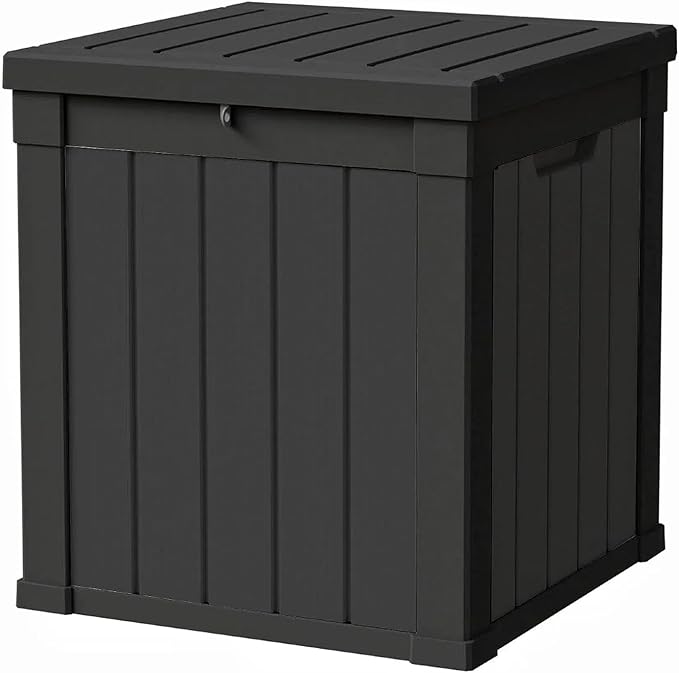 50 Gallon Storage Box, Waterproof Deck Box for Indoor & Outdoor Use, Lockable Pool Storage Bin for Package Delivery, Outdoor Bench for Patio Cushions, Garden Tools, Backyard, Black