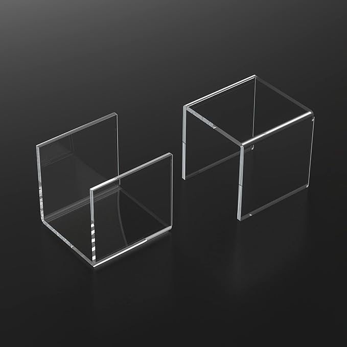 Clear Acrylic Risers 3 pcs, Square Acrylic Food Display Stands Tabletop, Display Shelf for Vendors, Collectibles, Funko Pop, Food, Glasses, Perfume, Small Plants - 5''x6''x7''
