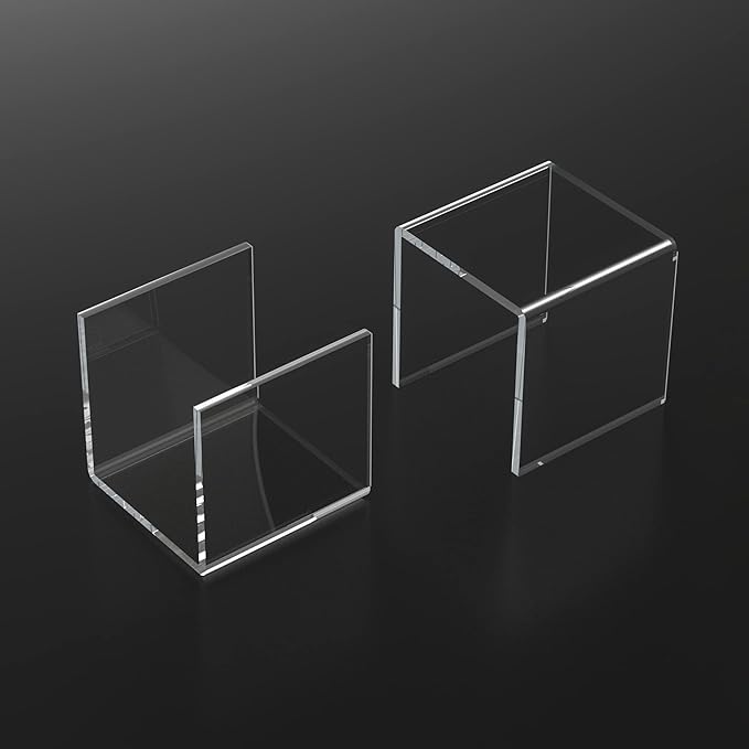 Square Acrylic Shelf Risers 3pcs, Acrylic Dessert Table Display Set, Clear Acrylic Showcase Collectibles Display Shelf for Funko Pop, Cupcake, Toys, Watches, Table Decorations - 4''x5''x6''