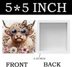 Highland Cow Decor, Highland Cow Gifts for women, Cow With Leopard Bow, Highland Cow Nursery Decor, Wooden Box Decor Sign for Home Farmhouse Office Living Room Table Shelf