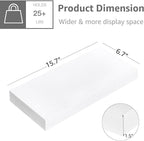 QEEIG Floating Shelves for Wall Bathroom Shelf Bedroom Kitchen Living Room Farmhouse Small Book Shelf 16 inch Set of 2, White (015-W2)
