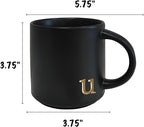 COLLECTIVE HOME - Black Monogram Ceramic Mugs, 15 oz Golden Initial Coffee Cups, Elegant Alphabet Tea Mugs, Personalized Halloween Mug with Gift Box, Perfect for Office and Home Décor (u)