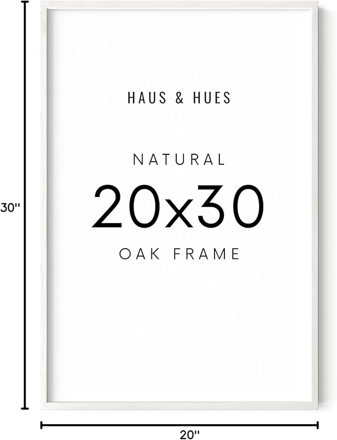HAUS AND HUES 20 x 30 Frame -20 By 30 Picture Frame, 20x30 Poster Frame Wood, Big 20 Inch x 30 Inch Frame, Natural 30x20 Picture Frame, 20 x 30 Picture Frame (20x30 White Frame)