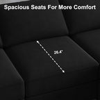 Belffin Modular Loveseat Sofa Couch with Storage Seats Velvet 2 Seater Love Seats for Small Spaces Black