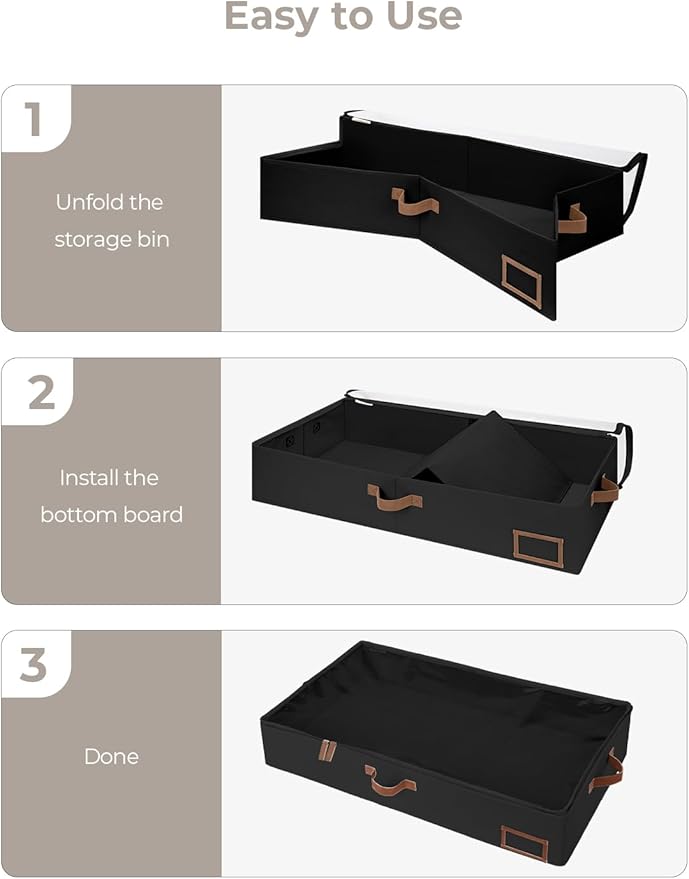 StorageWorks Large Under Bed Storage Containers with Handles and Label Holder, 2 Pack Ultra-thick Fabric Underbed Bins, Closet Organizer for Clothes, Blankets, Sweater