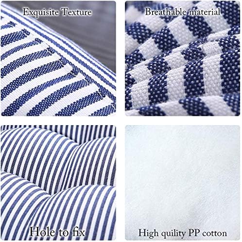 Tiita Indoor/Outdoor Cushions 22 Inch Round Striped Chair Cushions for Patio Garden Seat Cushion Pads for Home Floor Pillows Window Pad Set of 2, Blue