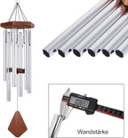 ASTARIN Memorial Wind Chimes for Outside, 30'' Deep Tone, Sympathy Wind-Chime Personalized with 6 Tuned Tubes, Elegant Chime for Garden Patio Balcony and Home Silver