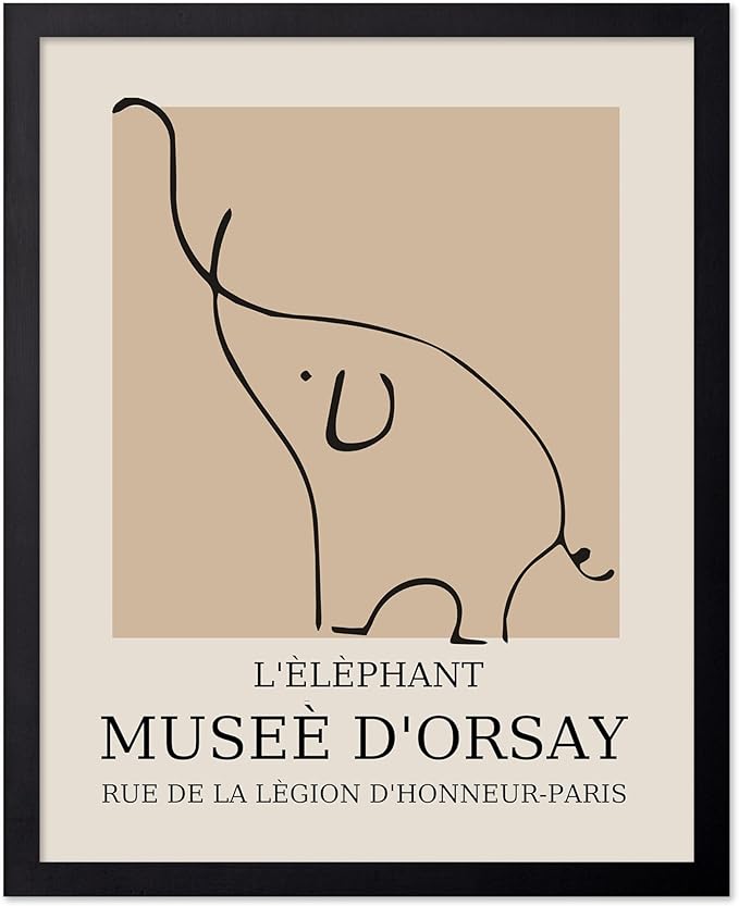Poster Master Vintage Poster - Retro Elephant Print - Line Drawing Art - Sketch Wall Art - Gift for Boys & Girls - Cute Wall Decor for Bedroom, Kid's Room or Nursery - 11x14 UNFRAMED Wall Art