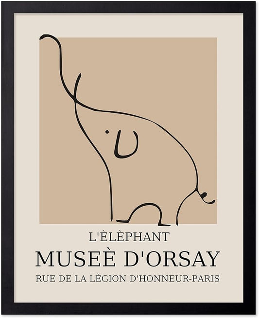 Poster Master Vintage Poster - Retro Minimalist Print - Gift for Artist, Housewarming - Elephant, Line Drawing, Sketch, Abstract - Wall Decor for Living Room, Bedroom, 24x32 Unframed Wall Art