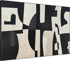 SIGNWIN 60"x72" Extra Large Framed Wall Art Black and White Abstract Geometric Design, Minimalist Modern Print for Home Living Room Bedroom Decor (Frame Assembly Required)