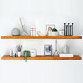Homeforia Floating 60 inch Oak Shelves, High End Solid Real Wood 60inch Floating Shelf for Wall Mounted, Honey Oak Wooden 60in Large Floating Shelves, Heavy Duty Bracket, 60 X 6.5 X 1.75 in, Set of 2