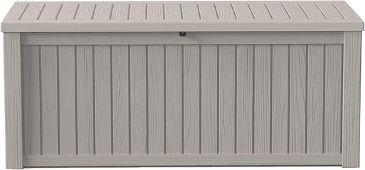 150Gal Outdoor Deck Box Waterproof, Lager Patio Storage Box Indoor and Outdoor Use, Lockable Resin Storage Bin for Patio Furniture Cushions Garden Tools, Package Delivery,UV Resistant-Grey