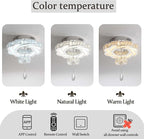Flashing God 16 Inch Mini Chandelier Modern Crystal Chandeliers Light Semi Flush Mount Ceiling Light Fixture Small Gold Chandelier for Bedroom Hallway Kitchen Foyer