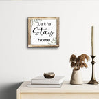 Rustic Wooden “Let’s Stay Home” Sign – Wooden Plaques Sign Table Decor, Shelf or Desk Decor, Farmhouse Living Room and Family Room Decoration, Cozy Home Accent and Housewarming Gift